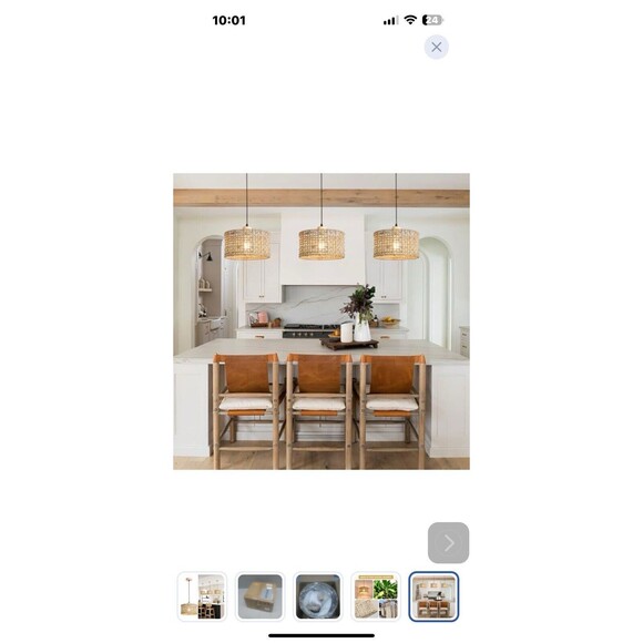 Hanging Ceiling Light Fixture 11.8”  Hand Woven Rattan Pendant Lamp Pendant NEW - Picture 5 of 7